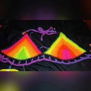 Hand made rainbow crochet halter top